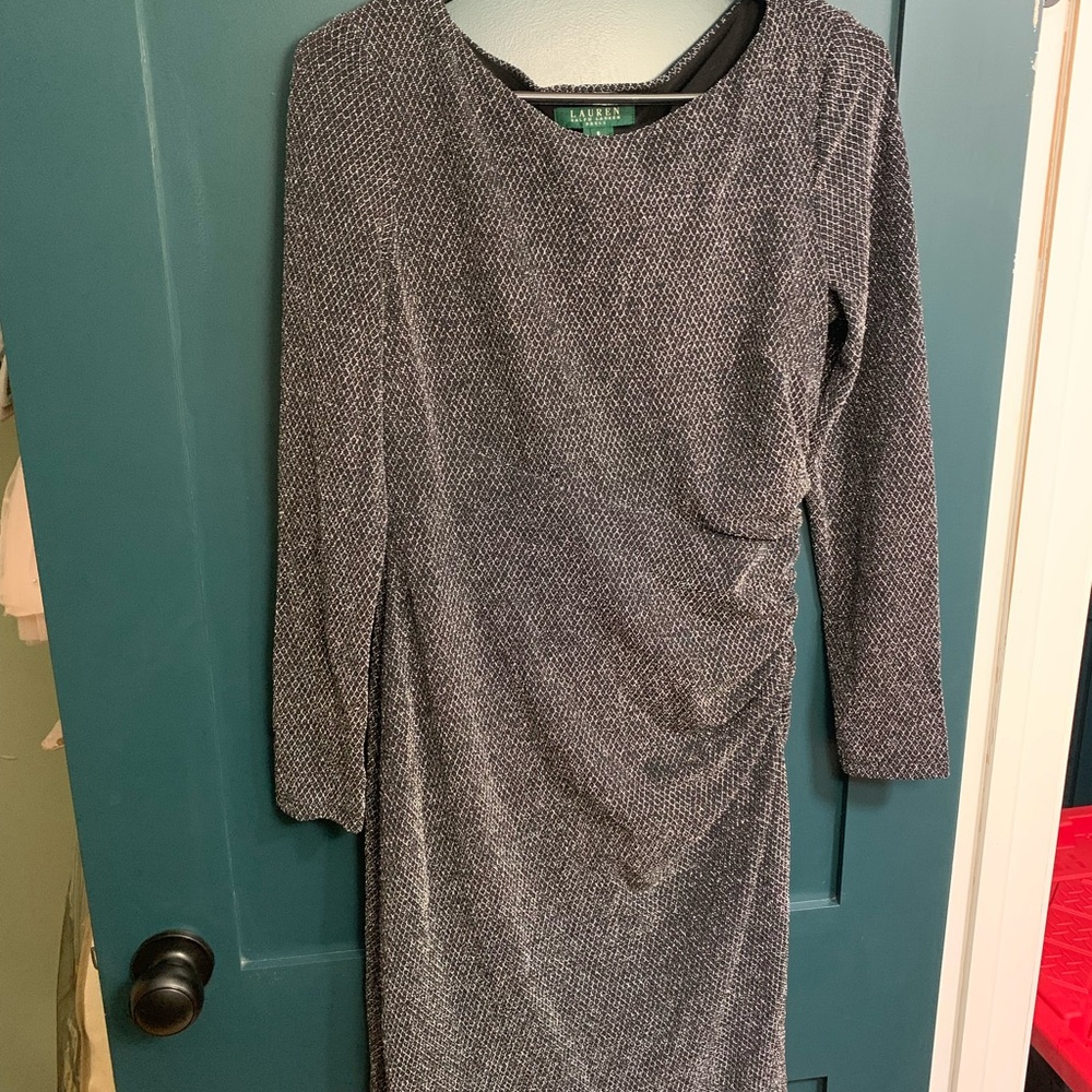 Ralph Lauren Textured Gray Long Sleeve Dress